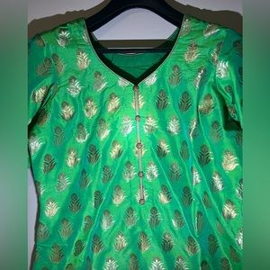 Indian wear (green and gold)